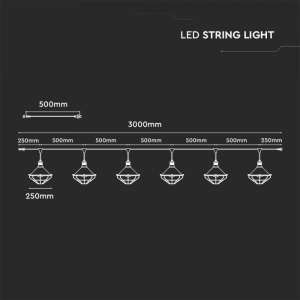 LED редица лампи 6xE27 VT-717S V-TAC розово злато 3 метра | Rotozoom