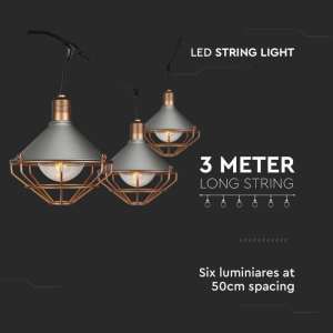 LED редица лампи 6xE27 VT-717S V-TAC розово злато 3 метра | Rotozoom