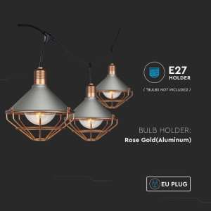 LED редица лампи 6xE27 VT-717S V-TAC розово злато 3 метра | Rotozoom