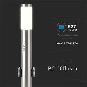 Градинско осветително тяло със сензор за движение E27 VT-838 V-TAC сиво 60 см | AVStore