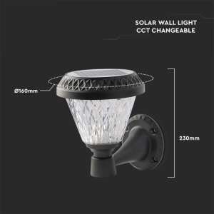 LED соларна стенна лампа 0.8W 3IN1 VT-969 V-TAC черна/дистанционно управление | AVStore