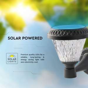 LED соларна стенна лампа 0.8W 3IN1 VT-969 V-TAC черна/дистанционно управление | AVStore
