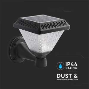 LED соларна стенна лампа 0.8W 3IN1 VT-969 V-TAC черна/дистанционно управление | AVStore