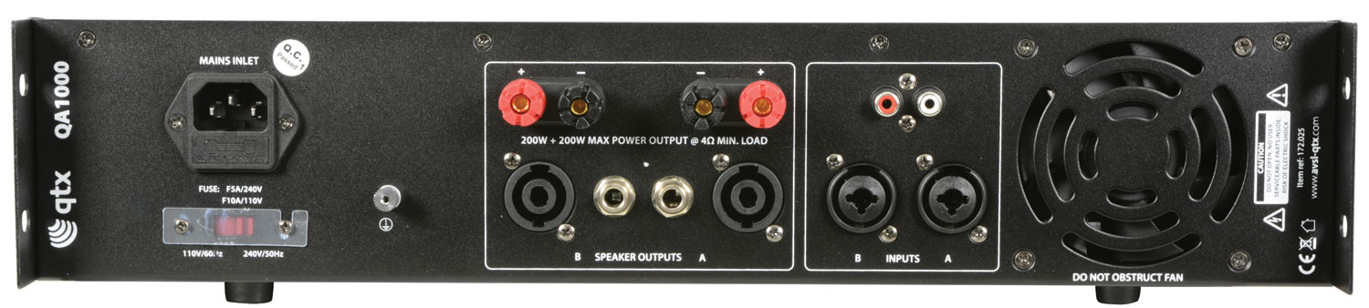 172025UK_IN1 Професионален усилвател QTX QA1000 1000W | AVStore