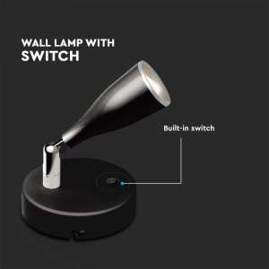 LED стенна лампа с ключ 4.5W 3000K VT-805 V-TAC черна | AVStore