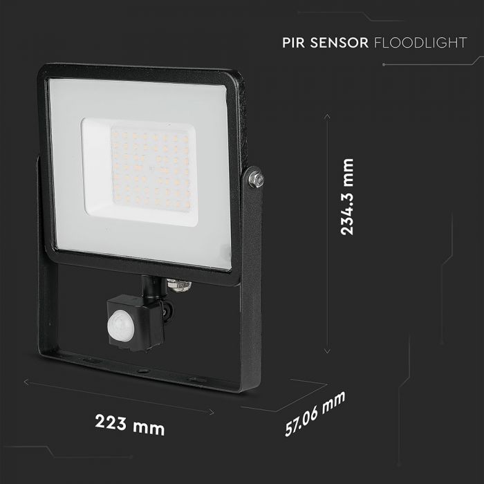 469-d_1322 LED прожектор със сензор за движение Samsung чип 50W 6400K VT-50-S V-TAC черен | AVStore