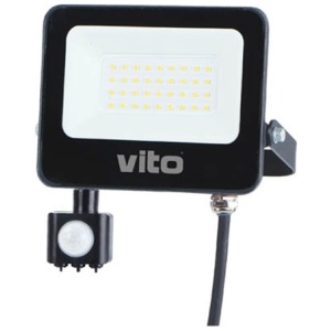 LED прожектор с PIR сензор 30W 6000K VITO черен | AVStore