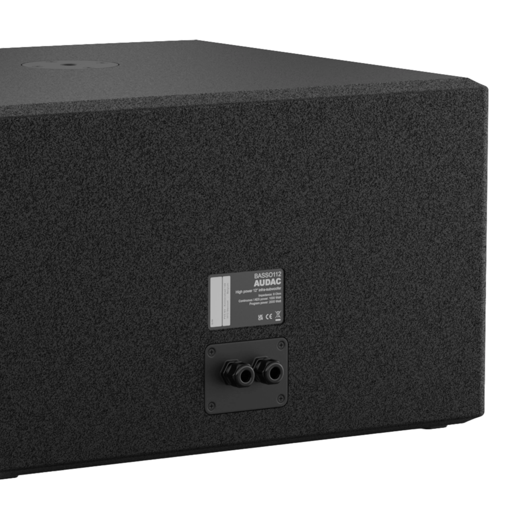 BASSO112-back Пасивен инфра-събуфър за вътрешен монтаж 12″ 1000W AUDAC BASSO112 черен | AVStore