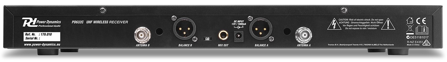 179010_back Цифрова безжична микрофонна система Power Dynamics PD632H UHF с 2 ръчни микрофона | Rotozoom