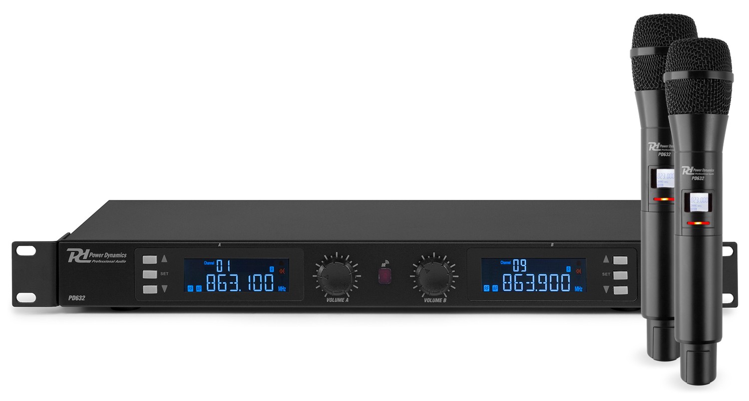179010_set Цифрова безжична микрофонна система Power Dynamics PD632H UHF с 2 ръчни микрофона | Rotozoom