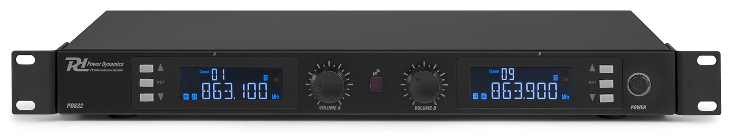 179012_front Цифрова безжична микрофонна система Power Dynamics PD632H UHF с 2 микрофона 20 канала | AVStore