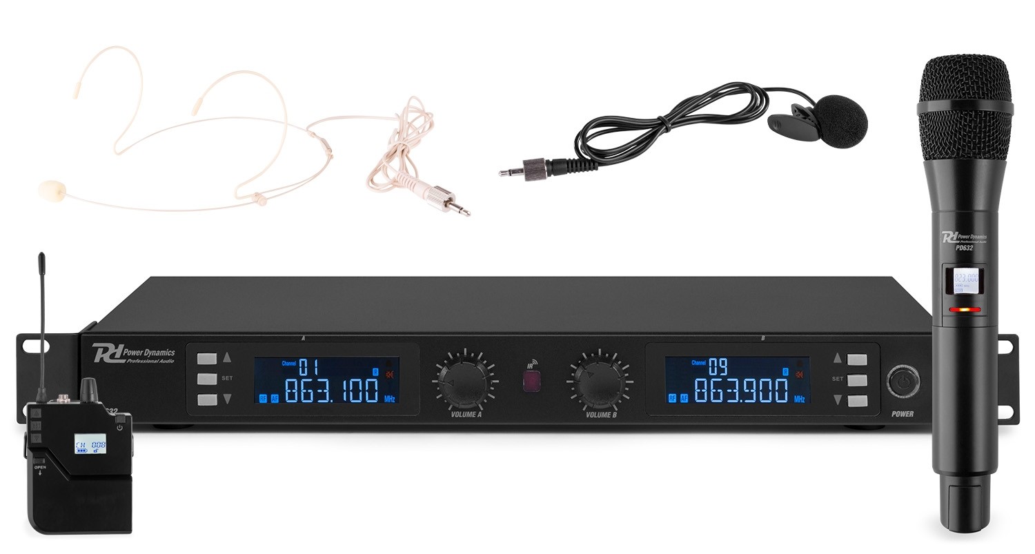 179012_set2_lr Цифрова безжична микрофонна система Power Dynamics PD632H UHF с 2 микрофона 20 канала | AVStore