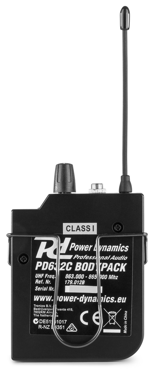 179014_back Безжичен микрофон с джобен предавател за системи Power Dynamics PD632 | AVStore