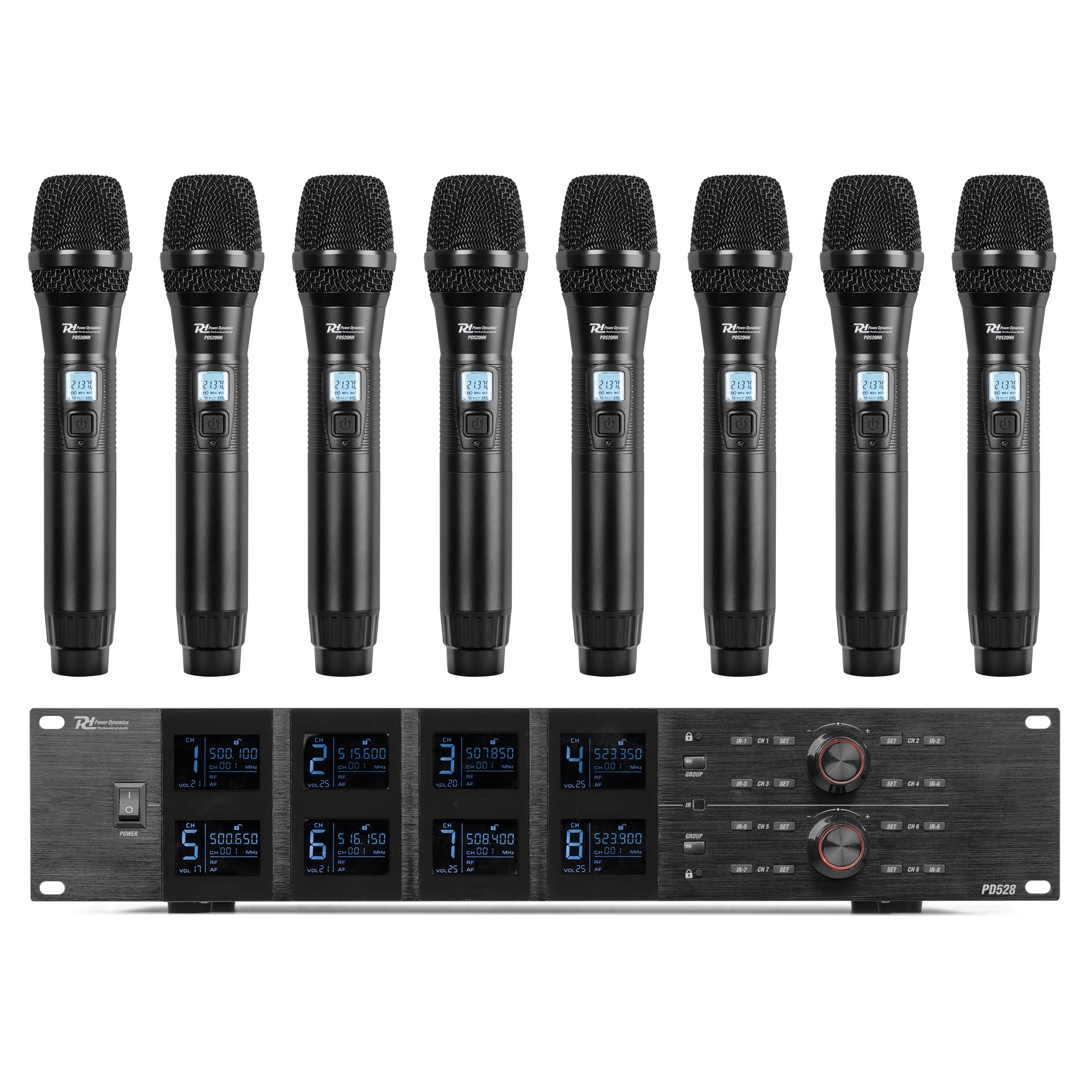 179020_co1_2 Безжичен микрофонен комплект Power Dynamics PD528 UHF с 8 ръчни микрофона | AVStore