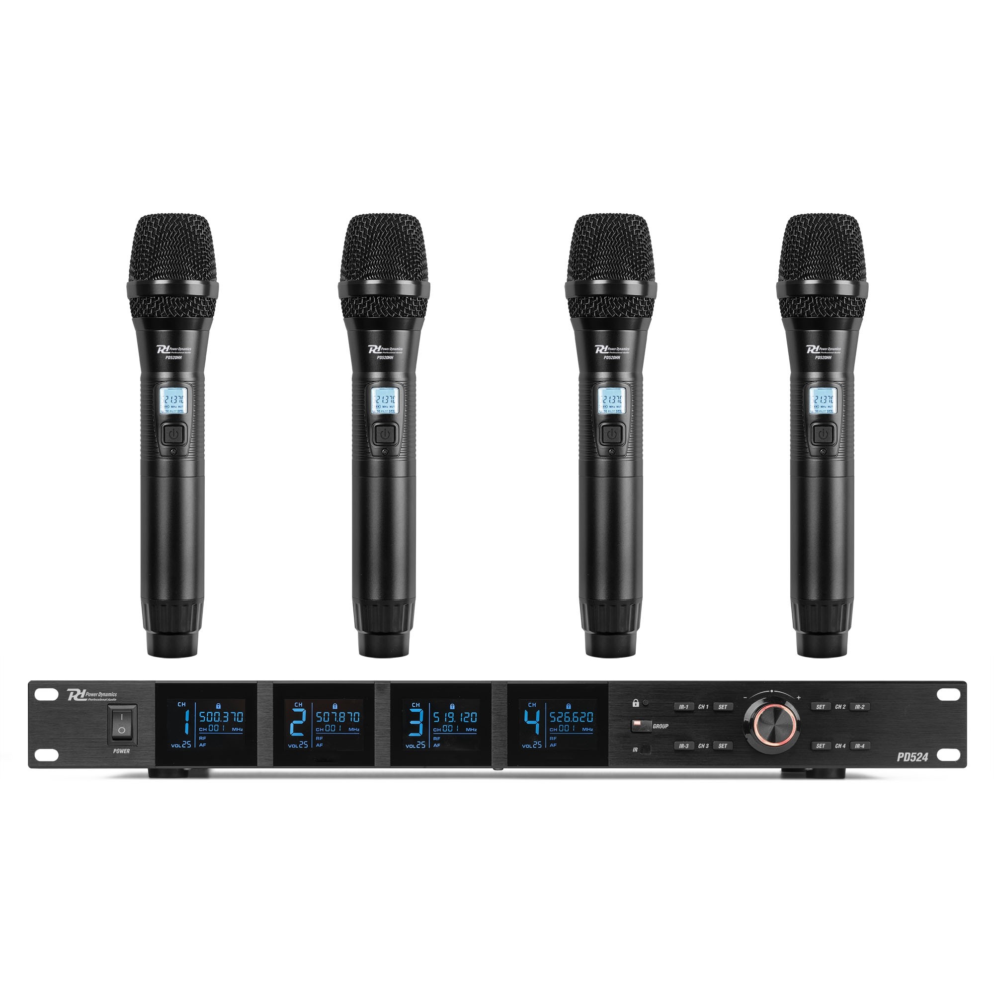 179024_co1_1 Безжичен микрофонен комплект Power Dynamics PD524 UHF с 4 ръчни микрофона | Rotozoom