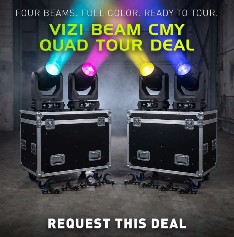 ADJ Vizi Beam CMY Quad Tour Deal - 4 движещи глави ADJ Vizi Beam CMY с два транспортни кейса