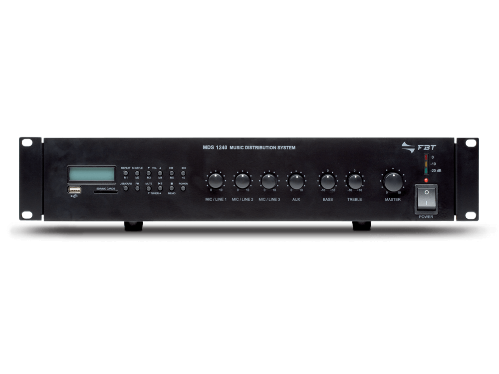 Mixer усилвател с MP3 и FM тунер FBT MDS 1240 240W 100V Mixer усилвател с MP3 и FM тунер FBT MDS 1240 240W 100V