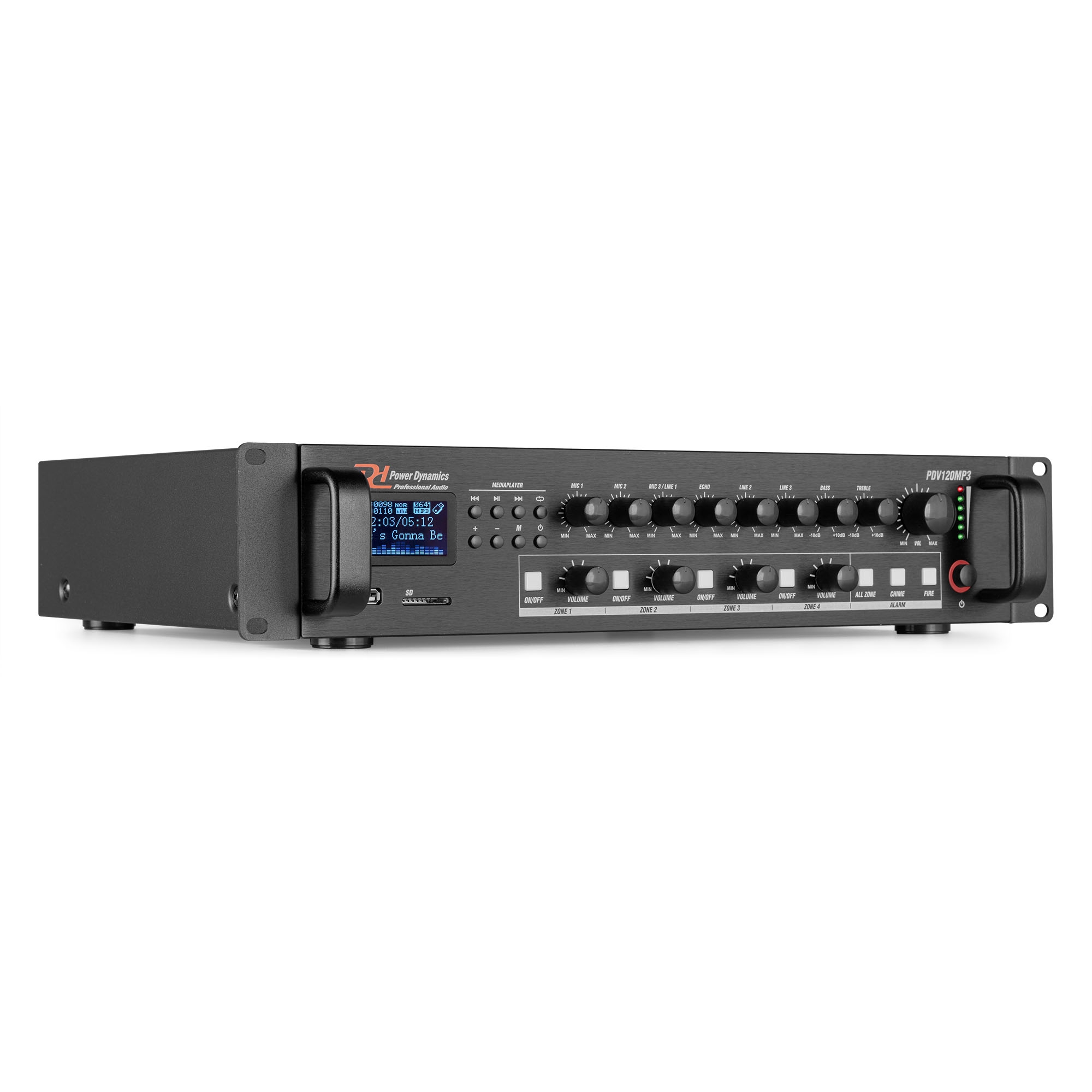 Усилвател Mixer Power Dynamics PDV120MP3 PA 120W/100V 4 Зони Усилвател Mixer Power Dynamics PDV120MP3 PA 120W/100V 4 Зони