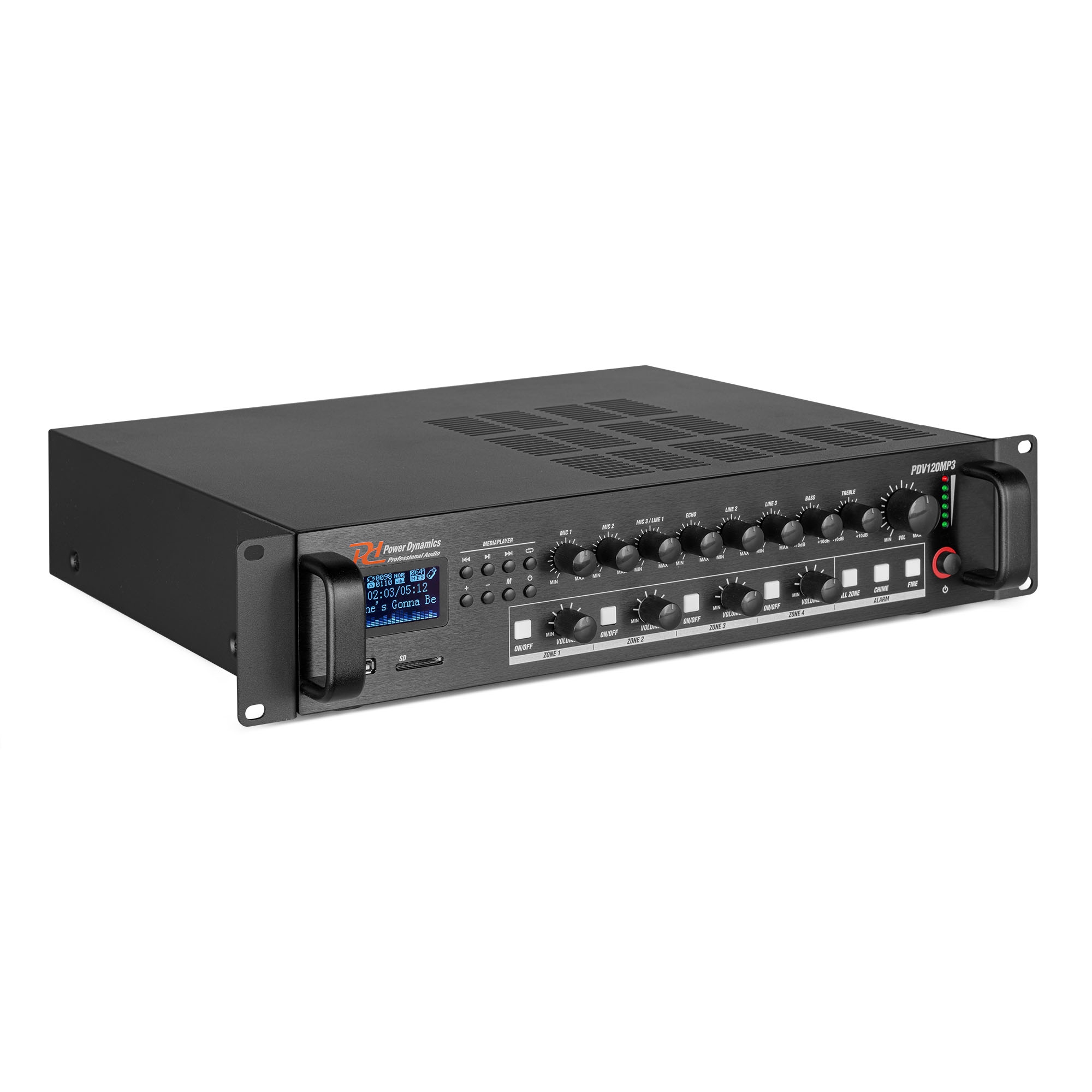 Усилвател Mixer Power Dynamics PDV120MP3 PA 120W/100V 4 Зони Усилвател Mixer Power Dynamics PDV120MP3 PA 120W/100V 4 Зони