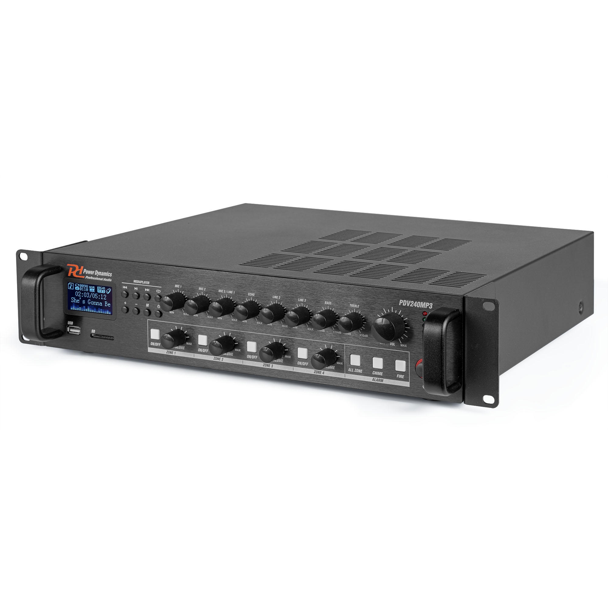 Усилвател Mixer Power Dynamics PDV240MP3 PA 240W/100V 4 Зони Усилвател Mixer Power Dynamics PDV240MP3 PA 240W/100V 4 Зони