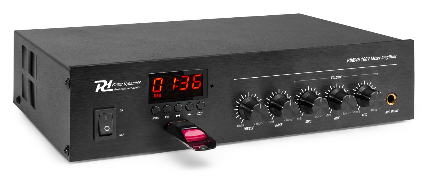 Mixer усилвател Power Dynamics PDM45 100V 45W с Bluetooth Mixer усилвател Power Dynamics PDM45 100V 45W с Bluetooth