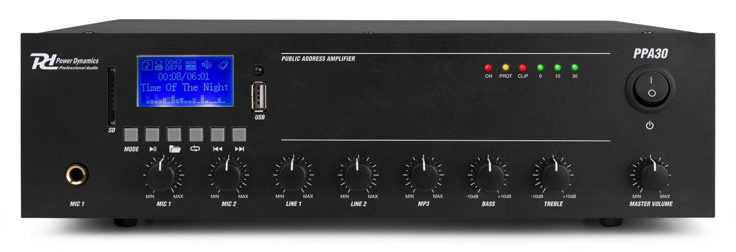 Mixer усилвател Power Dynamics PPA30 100V 30W Mixer усилвател Power Dynamics PPA30 100V 30W