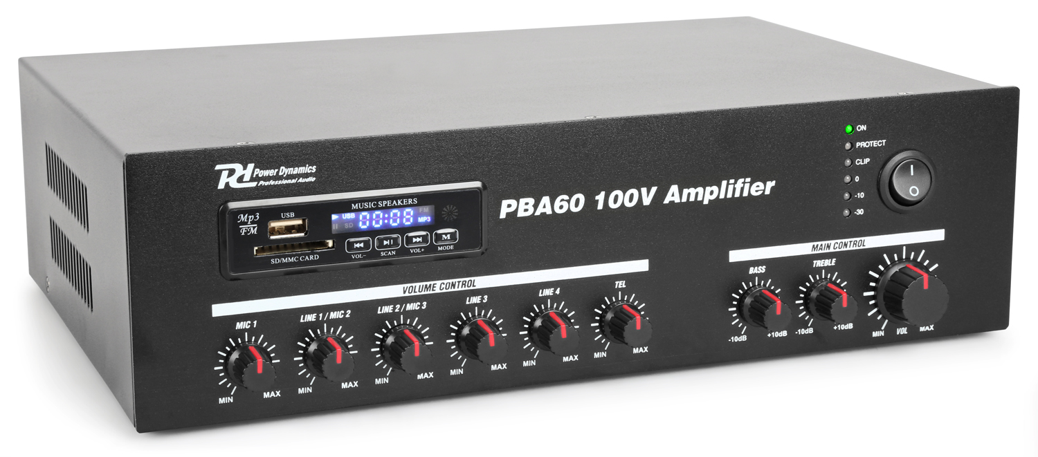 Mixer усилвател Power Dynamics PBA60 100V 60W Mixer усилвател Power Dynamics PBA60 100V 60W