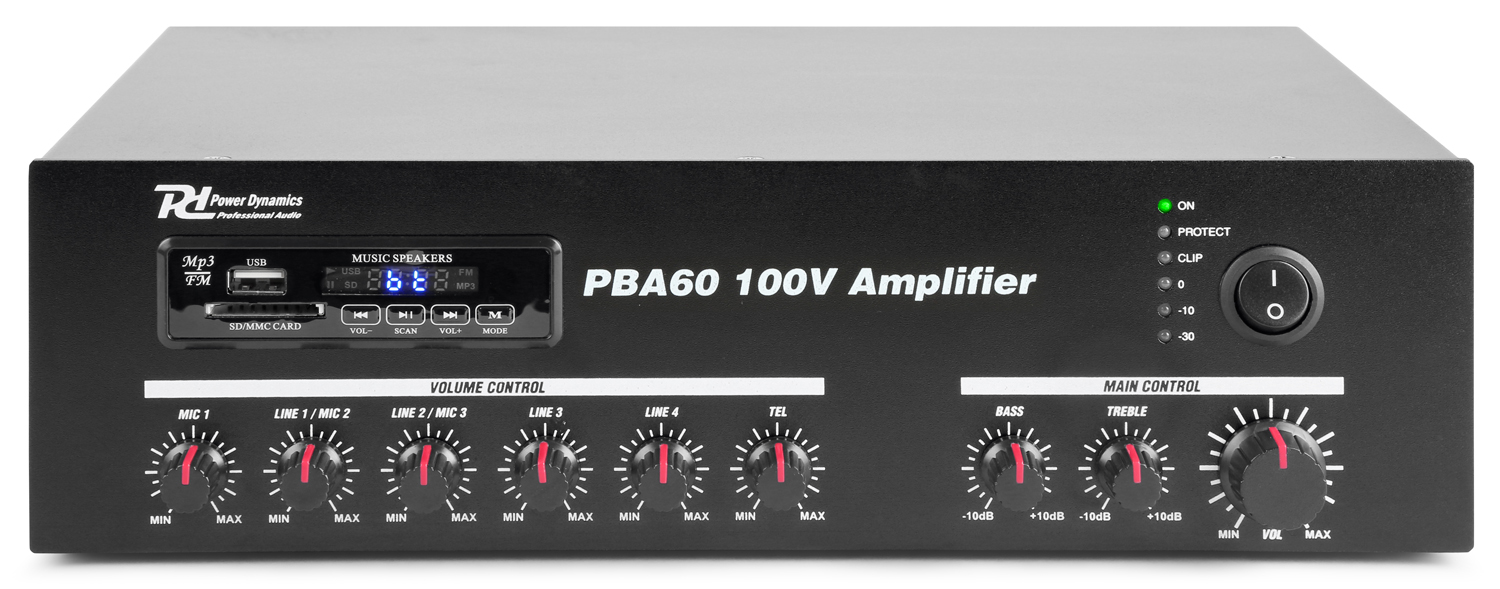 Mixer усилвател Power Dynamics PBA60 100V 60W Mixer усилвател Power Dynamics PBA60 100V 60W