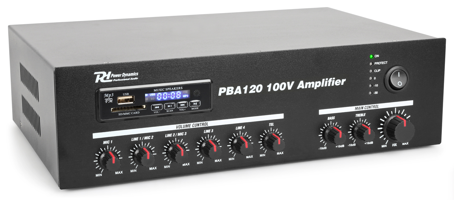 Mixer усилвател Power Dynamics PBA120 100V 120W Mixer усилвател Power Dynamics PBA120 100V 120W