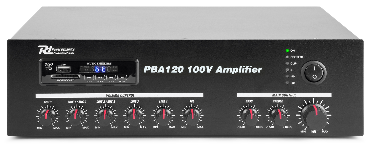 Mixer усилвател Power Dynamics PBA120 100V 120W Mixer усилвател Power Dynamics PBA120 100V 120W