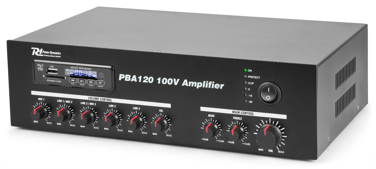 Mixer усилвател Power Dynamics PBA120 100V 120W Mixer усилвател Power Dynamics PBA120 100V 120W