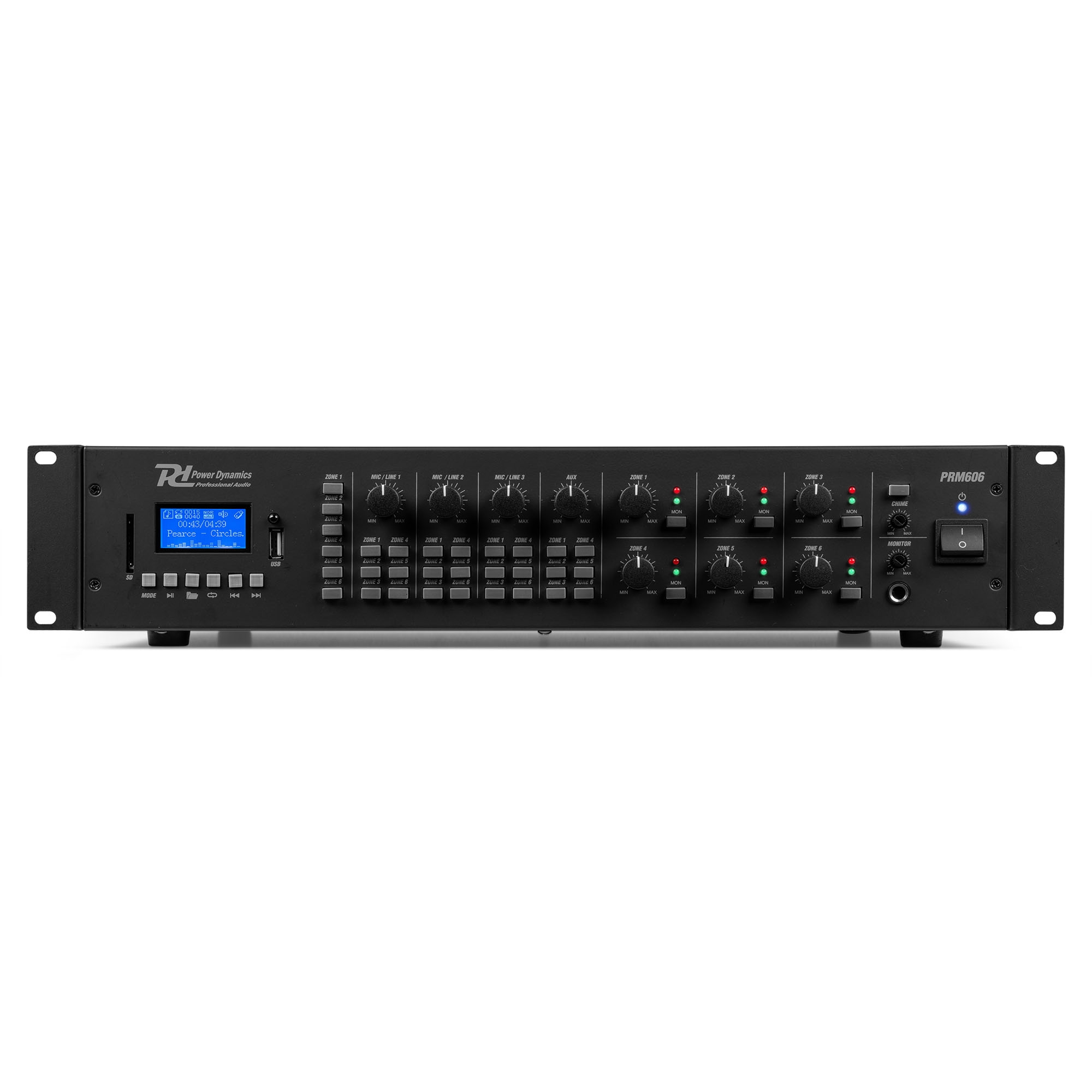 Матричен усилвател Power Dynamics PRM606 100V 6 x 60W 6 зони Матричен усилвател Power Dynamics PRM606 100V 6 x 60W 6 зони