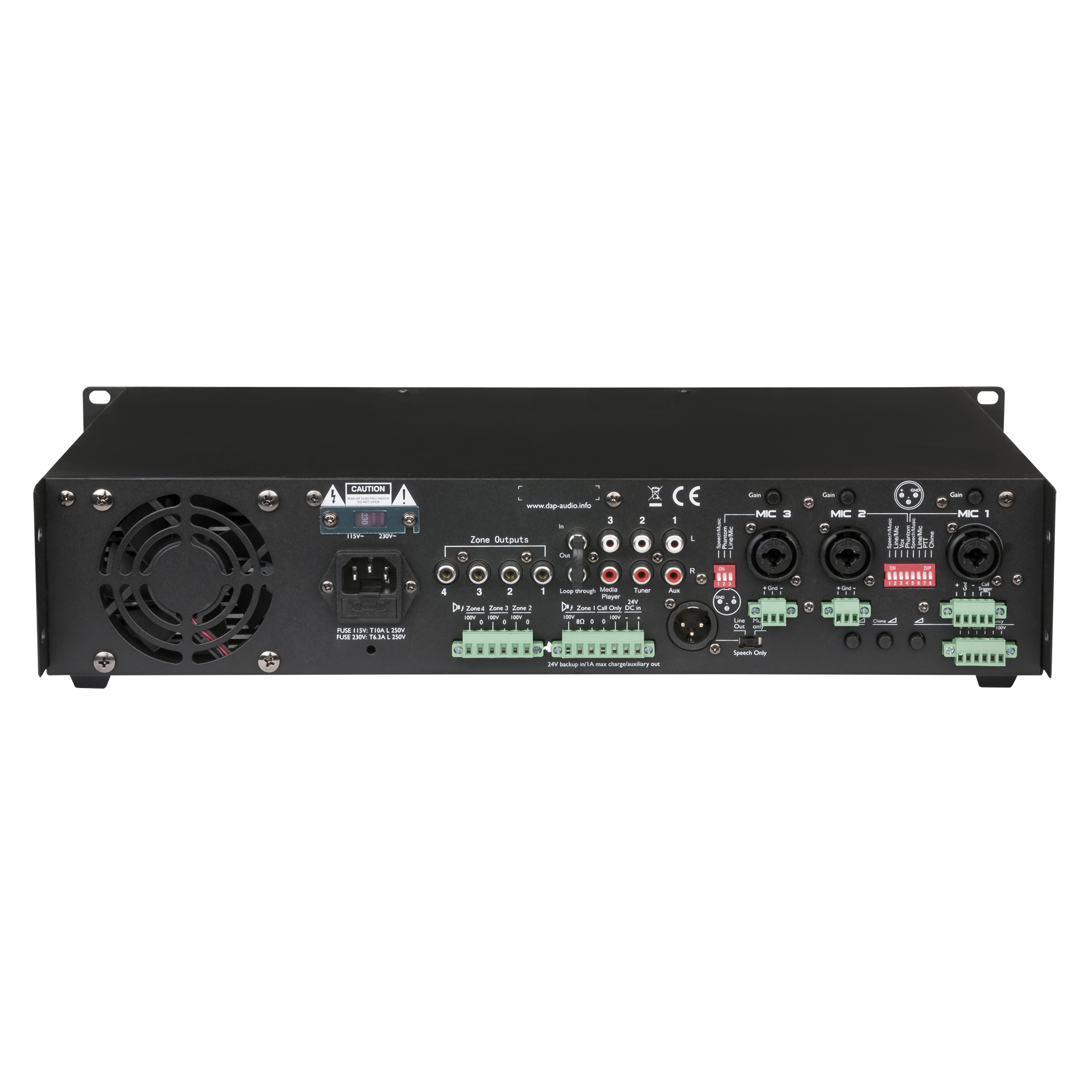 Зонов Mixer усилвател DAP ZA-7250 250W/100V 4 зони Зонов Mixer усилвател DAP ZA-7250 250W/100V 4 зони